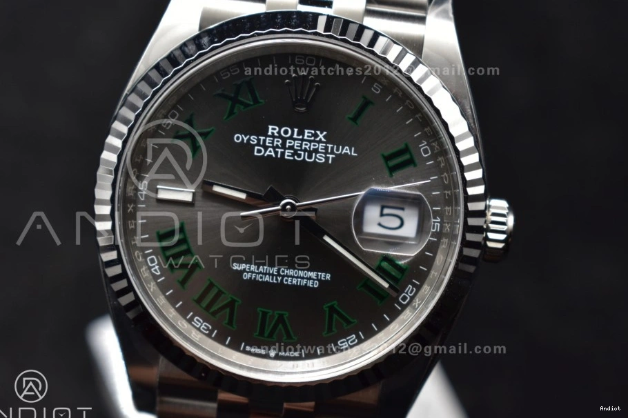 Edition Dial Roman 1:1 36 Jubilee Markers VR3235 on Bracelet Best Green 126234 Clean 904L Steel DateJust Gray 0520